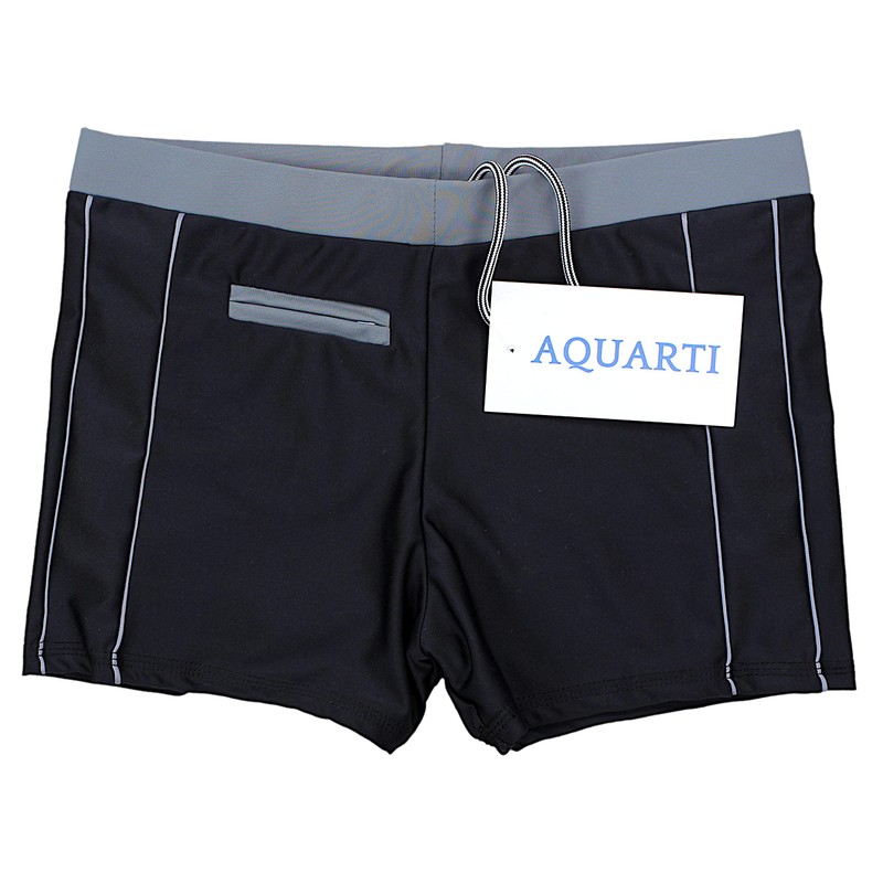 Aquarti Men's Swimming Trunks Short with Contrast Piping, 010 Black