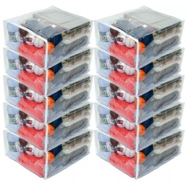 Oreh Homewares 10-Pack Vinyl Zippered (Clear) Large Storage Bags (15” x 18” x 7”) 8.2 Gallon