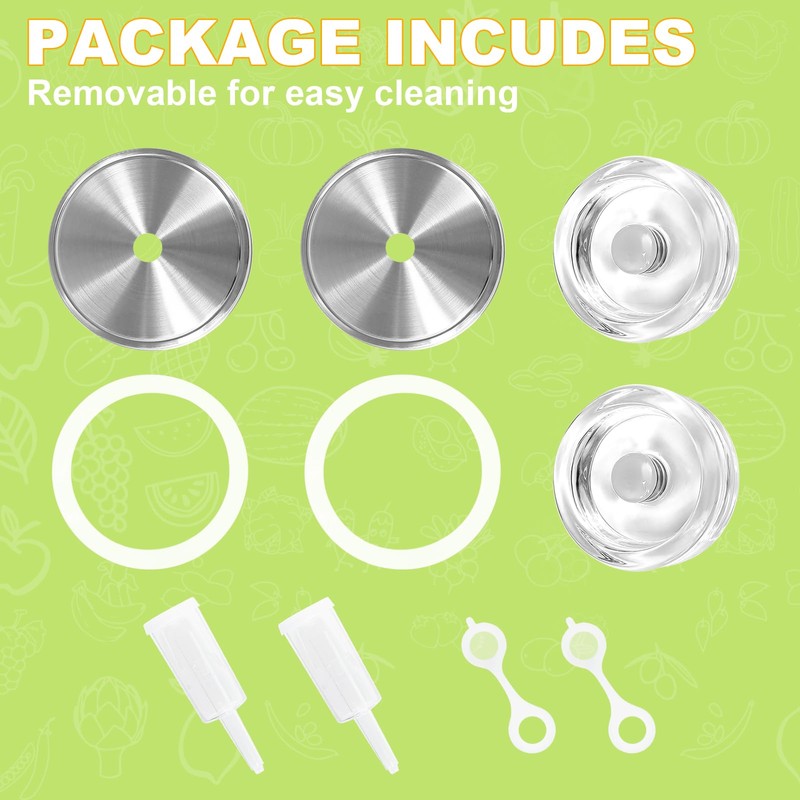 JOBVERT Fermentation Kit - 2 Upgraded Lids and 2 Glass