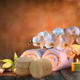 EXCEART Empty Refillable Wooden Cream Container for Nail Art Lip Balm Cream Sample Ointments Powder Lotion 10 g Pack of 2, Light yellow2, Fashion