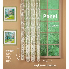 Today's Curtain Floral Vine Lace Panel 72", Ivory, 60W x 72L