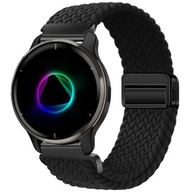 Issinlky Nylon Braided band for Garmin Venu 2 Plus, 20mm Elastic Strap for Garmin Vivoactive 5/Venu Sq/Sq Music/Venu Sq 2/Sq 2 Music/Vivoactive 3/3 Music/Garmin Venu/Vivomove HR/Forerunner 55 245 645