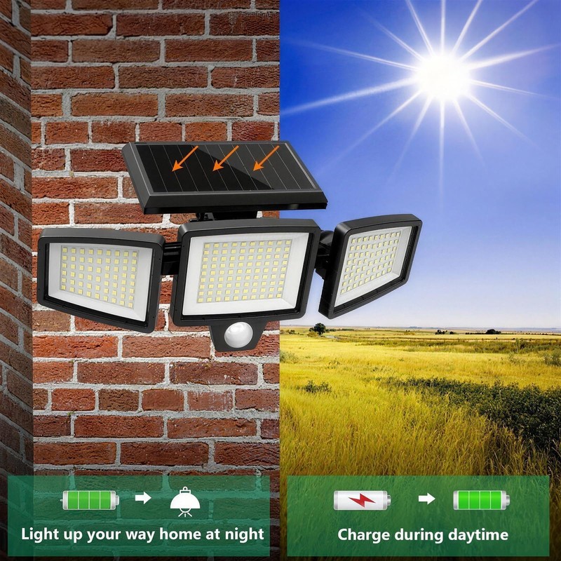 Bingxue Upgrade 208 LED Motion Sensor lam Outdoor Solar Sensor