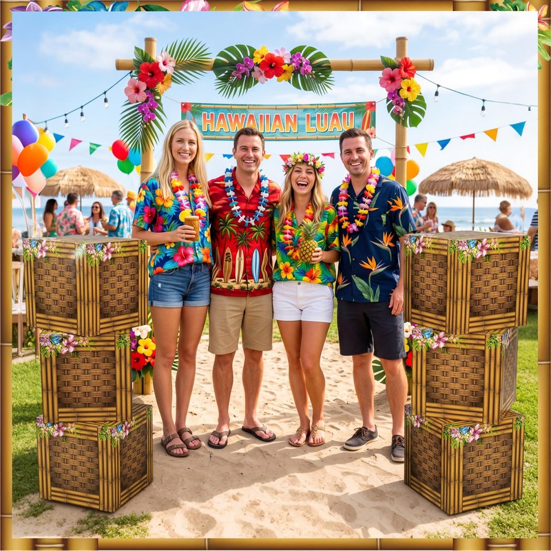 6 Pcs 3D Tree Stump Boxes, Hawaii Fake Wood Centerpieces