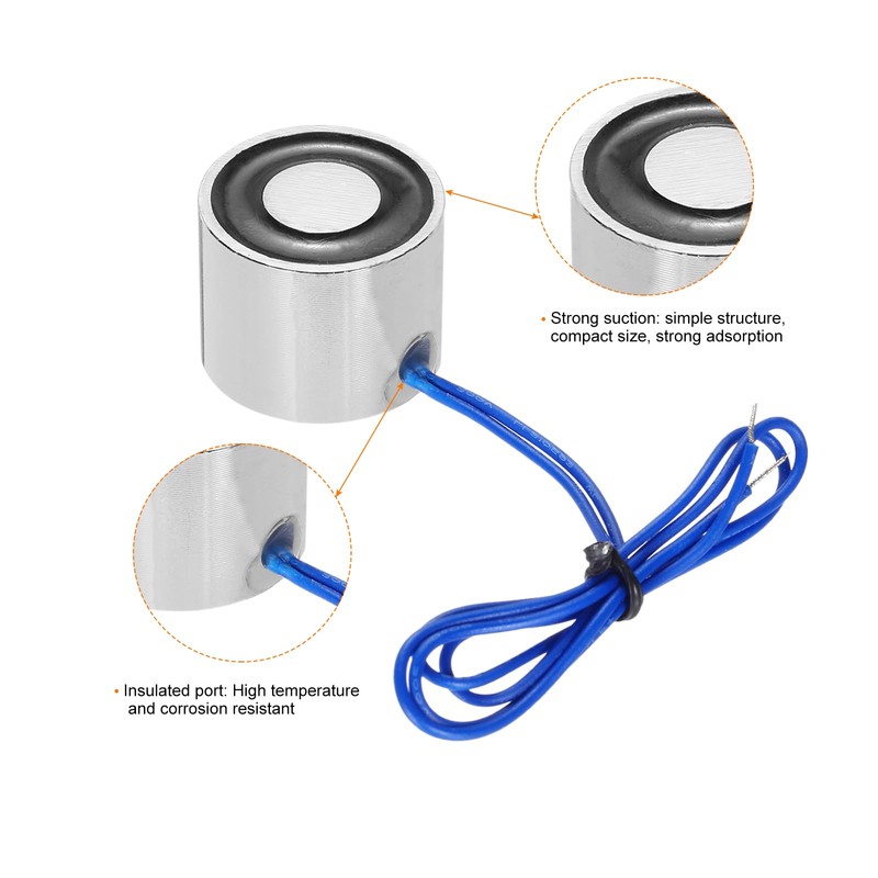 sourcing map DC12V 8KG Lift Holding Electromagnet Sucking Disc Electric