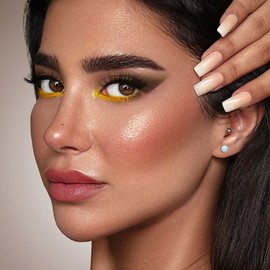 G23 Titanium Flat Back Earrings for Women, Hypoallergenic Opal Studs Earings for Multiple Piercings, Cartilage Helix Tragus Flatback Earrings, 3/4/5mm-Fire and Snow, 3MM, Titanium Opal, No Gemstone