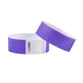 L LIKED 100 Pcs Numbered Wristbands for Events, Waterproof Paper Neon Wristbands Party Bands Entrance Wrist Bands for Events Music Festival Concert Contest (Purple)