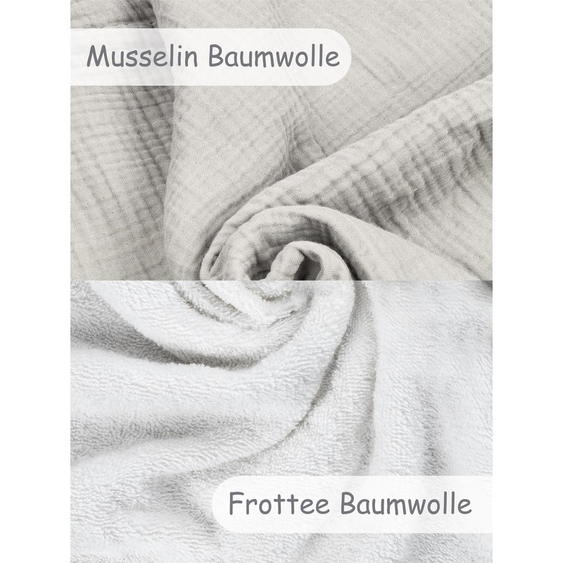 normani Baby Hooded Towel Made of Muslin Terry Towelling Wrap