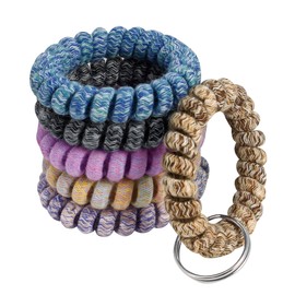 BIHRTC Pack of 6 Keychain Bracelet key Holder Wristlet Wrist Key Chain Spring Wristband Flexible Spiral Wrist Coil Spring Key Chain Stretchable Spiral Key Rings for Gym Pool ID Badge Sports