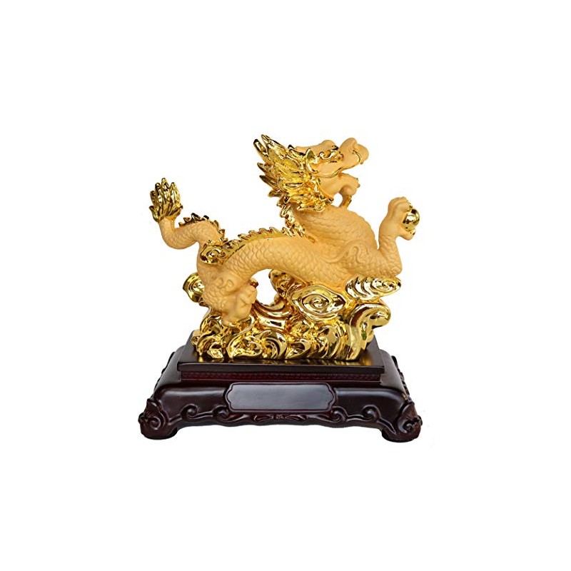 Feng Shui Import Golden Chinese Dragon Statue