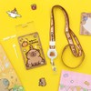 Capybara Orange Card Holder with Brown Edge Extendable Lanyard, Cute