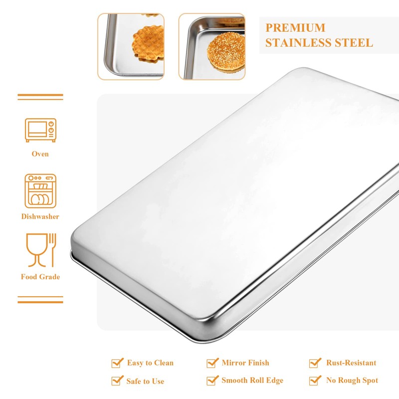 Stainless Steel Baking Sheet Set of 2, Deedro Cookie Sheet