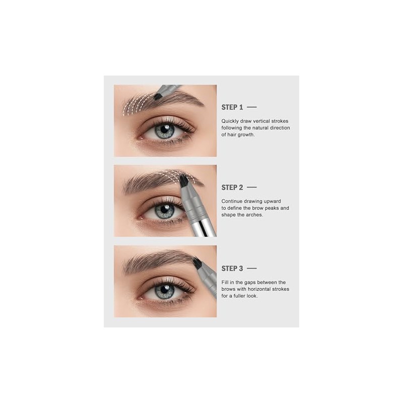 Erinde Lápiz de Cejas Líquido con Efecto Microblading,02 Brown Fórmula