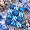 24 Pcs 2.4" Blue and White Christmas Balls Ornaments for