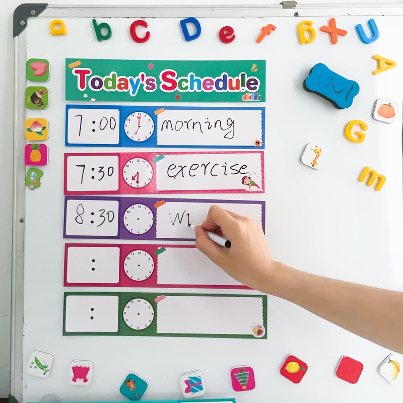 Lachilly 12 Pcs Daily Routines Schedule Cards, Schedule Pocket Chart