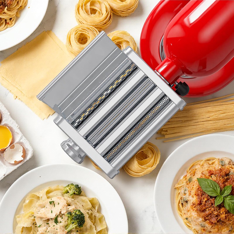Pasta Attachment for KitchenAid Stand Mixer, 3-in-1 Stainless Steel Pasta