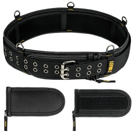 Padded Tool Belt,4-Inch Heavy Duty Tool Belts for Men with 5 Suspenders Ring,Work Belts for Electrician,Carpenter,Construction,Utility Belt,Adjustable Waist 34''-47''(Pouch not Included)