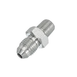 PATIKIL Hex Reducing Nipple Connector Pipe Adapter 7/16" Male 37° Flare JIC x 1/8" NPT Pipe Fitting Reducing Nipple Adapter Plated Steel Hydraulic Fitting