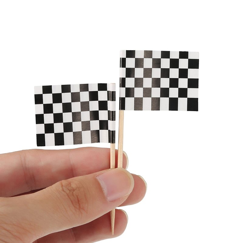 Pangda 100 Pack Checkered Racing Flag Toothpicks Cupcake Picks Toothpick