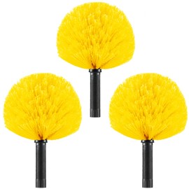 3 Pack Screw on Webster Cobweb Duster Head for Pole,Spider Web Remover Brush, Cobweb Duster Head Attachment,Fits Standard 3/4 inch Threaded Poles (3, Yellow)