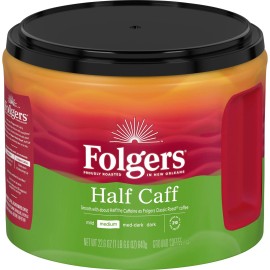 Folgers 1 2 Caff Ground Coffee 22.6 Ounce Medium Roast AromaSeal Canister