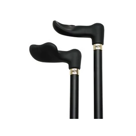 Walking cane - Soft touch right handle. This walking stick cane has a comfortable anatomical palm grip handle good for arthritis sufferers. This wooden cane is unisex. This walking aid has a black stained hardwood shaft. This custom cane has a weight capacity of 250 pounds.