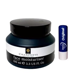 ch@mpneys Health spa men's face moisturiser 100ml Travel Jar + Free lip balm