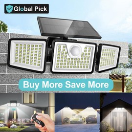 Daphino Solar Outdoor Lights 2500LM Security Lights, 3 Heads Dimmable SpotLights with 3 Modes, IP65 Waterproof:_3 Packs