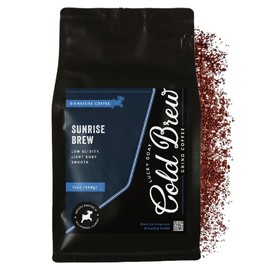 Lucky Goat Cold Brew Coffee | Sunrise Brew | Breakfast Blend | Light Body Morning Roast | Specialty Grade 100% Arabica | Course Ground Iced Coffee Grinds | Smooth & Low Acidity - 12oz