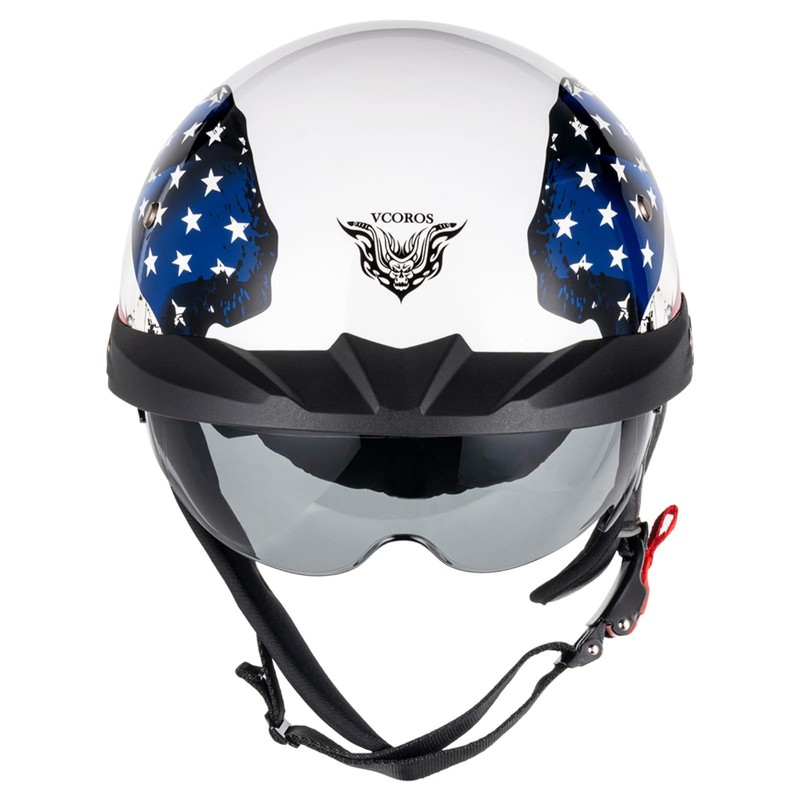 VCOROS Half Helmets Motorcycle VHF04 Open Face Sun Visor Quick
