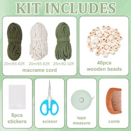 ORIGACH DIY Macrame Leaf Wall Hanging Kit Green Leaves Tapestry Boho Macrame Kit for Adults Beginner Handmade Macrame Chic Wall Decor for Nursery Living Room Bedroom