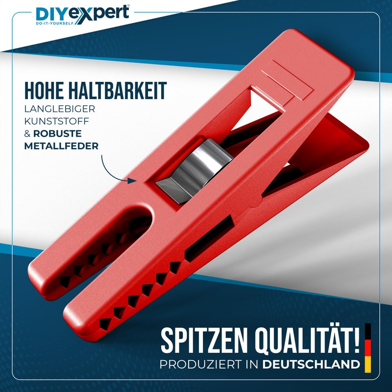 DIYexpert Sturm Clothes Pegs, Made in Germany, Red, Sturdy Clips
