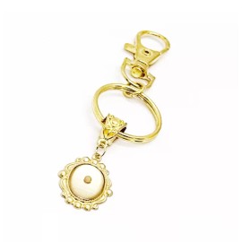 JKCE Designs Goldtone Oval Mustard Seed Clip On Keychain, Mustard Seed Faith Gift
