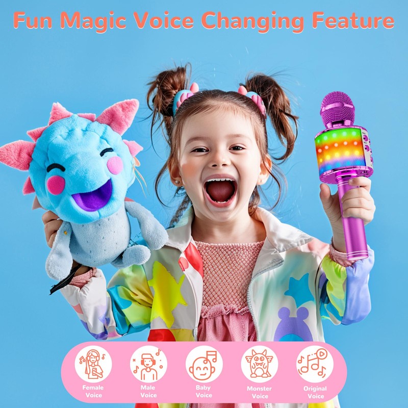Ankuka Bluetooth Karaoke Microphone, Wireless Microphone with Built-in Speakers, Handheld