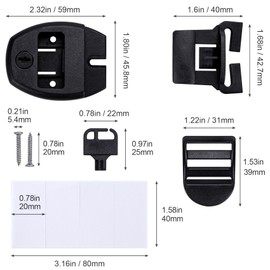 OIIKI 4 Sets Spa Hot Tub Cover Clips, Hot Tub Cover Broken Latch Repair Kit- Replacement 4 Latches Clip Locks, 4 Slides, 4 Keys, 8 Screws, 8 Stickers, Hardware Accessories for Spa Cover Straps (Black)
