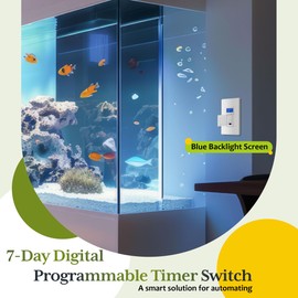 TG 7 Days Digital in-Wall Programmable Timer Switch for Lights, Fans, and Motors, Neutral Wire Required,7-Day 18 ON/Off Timer Settings, with Blue Backlight, UL Listed, White, 2 Pack