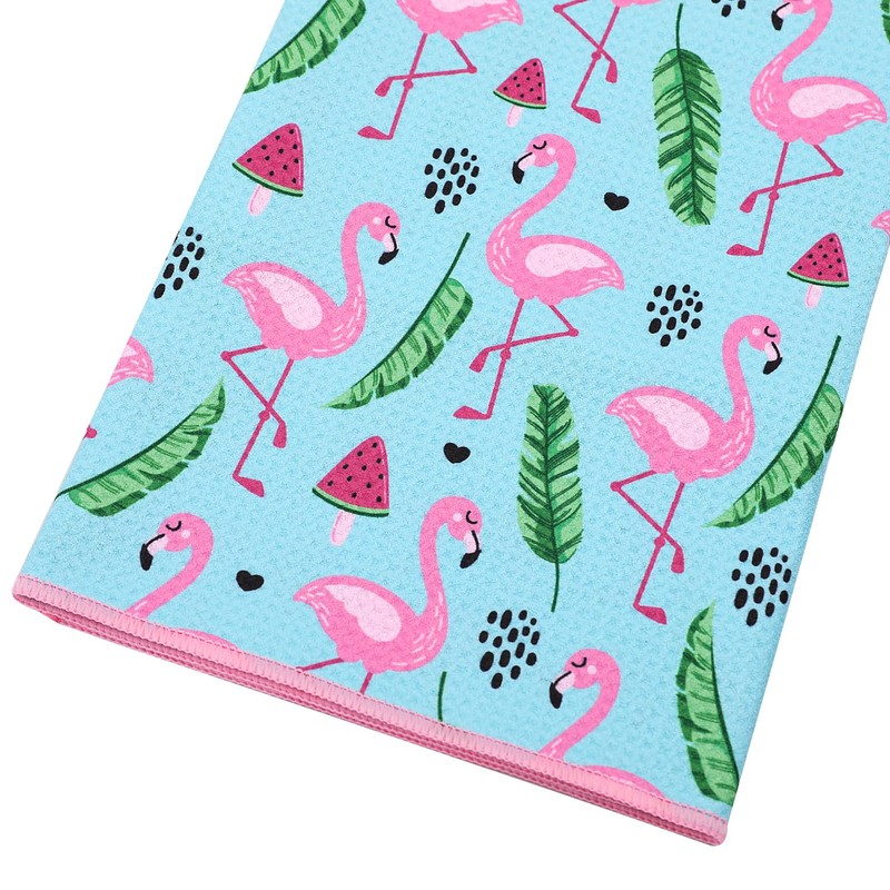 SHABIER Golf Towel with Flamingos Design Golf Microfiber Waffle Pattern