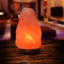 Himalayan Natural Pink Salt Lamp, Hand Crafted I Warm Amber Glow I Dimmer Switch, Wooden Base, (7-9 inches, 8-10 lbs.) Unique Gift Ideas (Natural)