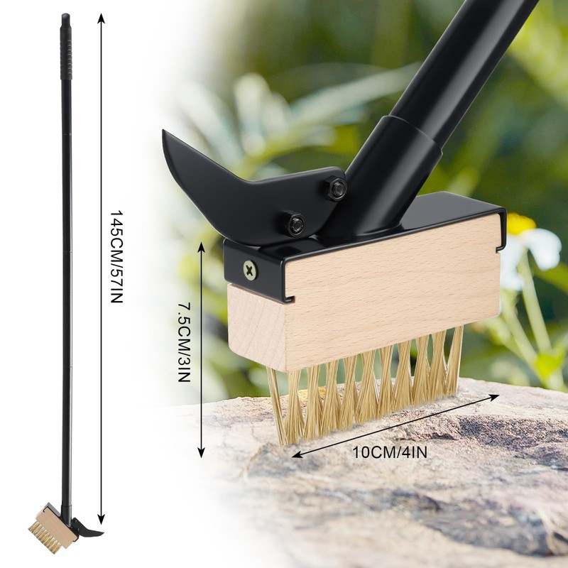 Mitclear Weed Moss Remover Brush with Long Handle(57IN), Crack Weeder