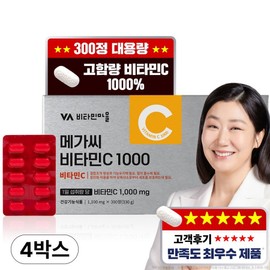 Vitamin Village High-content Mega C Vitamin C 1000mg, 4 boxes, 300 tablets / 비타민마을 고함량 메가씨 비타민C 1000mg, 4박스, 300정