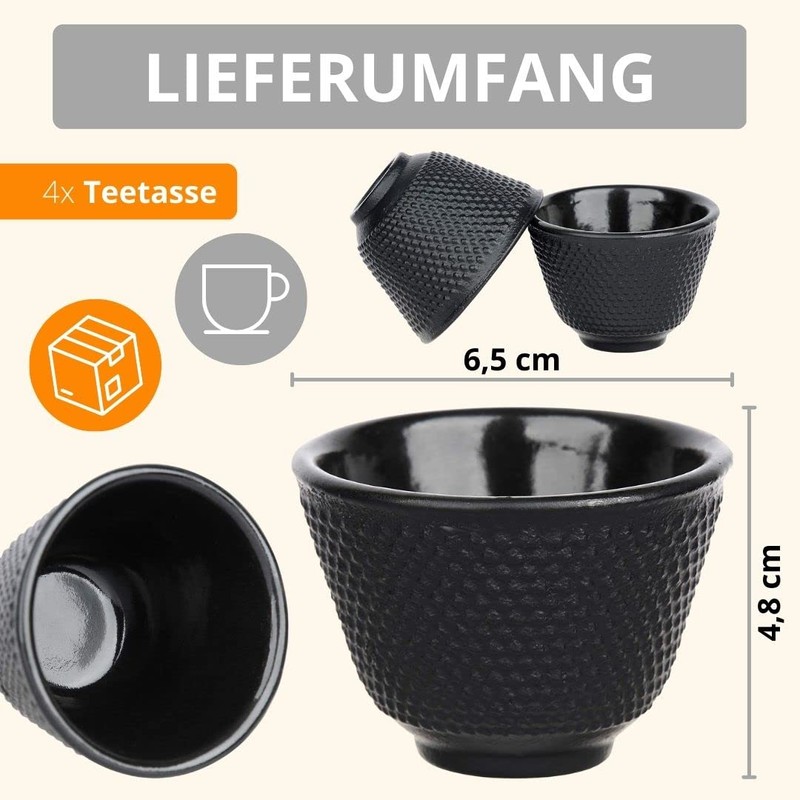 AMATHINGS Traditional Asian Tea Cups (Pack of 4) - Chinese