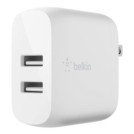 Belkin WCB002dqWH Cargador de Pared Doble USB-A BOOST CHARGE de 24W, Blanco
