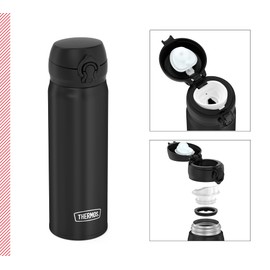 THERMOS 4035.232.050 Ultralight Thermos Flask, Black, 500 ml, Extremely Lightweight, 210 g, Drinking Bottle, Dishwasher Safe, Thermos Flask Keeps Hot for 10 Hours, Cold for 20 Hours, BPA-Free