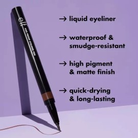 e.l.f. 대담한 외모를 위한 고색소 라이너 크루얼티 프리 딥 브라운을 E.L.F. H2O 프루프 펜 펠트 팁 방수 오래 E.L.F. H2O Proof Pen Felt Tip Waterproof Long-lasting Deep Brown Gochangso Liner for Bold Looks Cruelty-Free [Deep Brown]