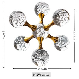 Living Room Decor - 6.7 inch Sparkling Golden Crystal Ball, Gold Modern Western House Decor Aesthetic, Home Decor Living Room, Office, Bookshelf, Bedroom, Entryway, Coffee Table, Desk Accessories