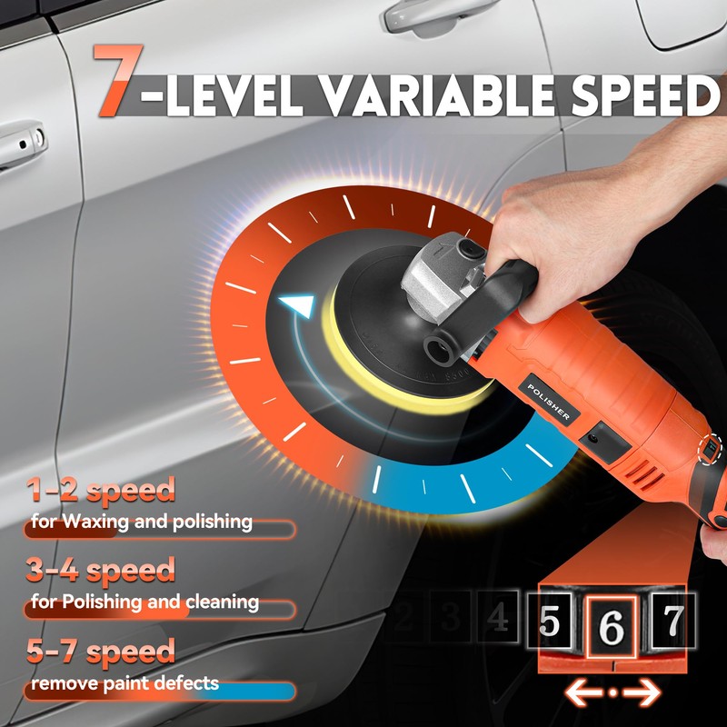 Buffer Polisher, Powerful Buffer Waxer, 7 Variable Speed 1000-3500 RPM,Rotary