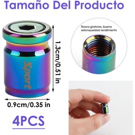 Juego de 4 Tapones para Llantas Antirrobo Valvulas Llantas Universales Protección Ideal para Coche, Camioneta Motocicleta Bicicleta Cubre Válvulas de Aluminio De Color