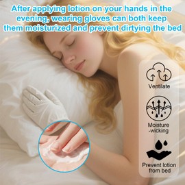 White Cotton Gloves 5Pcs for Dry Hands Overnight Bedtime Moisturising Breathable Inspection Cloth Washable Thickened Work Glove for Adults Women and Men Size M