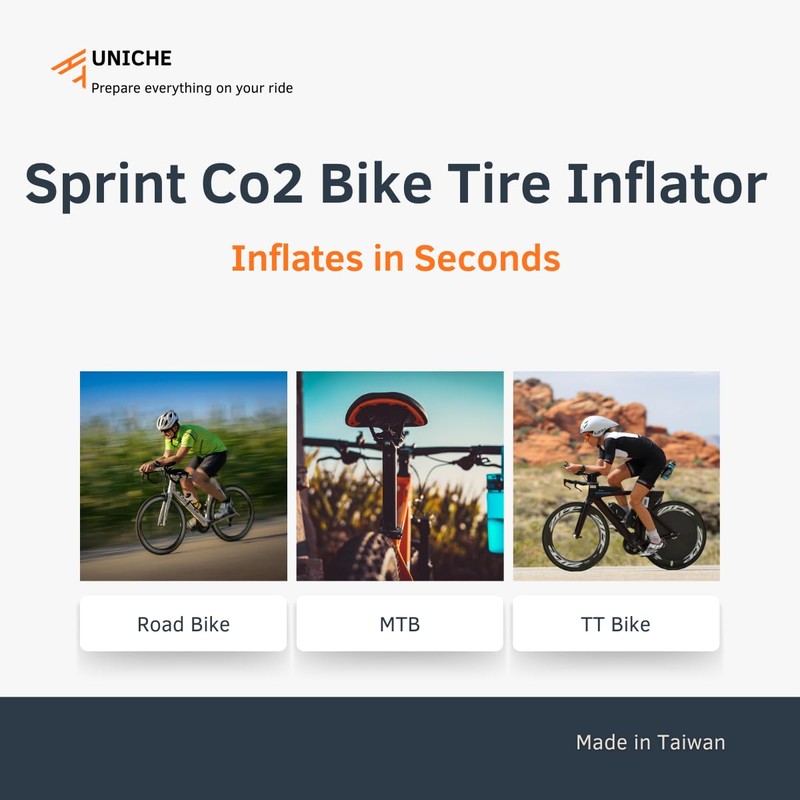 UNICHE Sprint CO2 Bike Tyre Inflator with Push-To-Inflate Design [Silver]