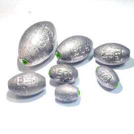Pesas de pesca de bala con forma ovalada con núcleo de plástico para bagre, pesca, fundición de agua salada y agua dulce de 1/5 onzas a 2 onzas